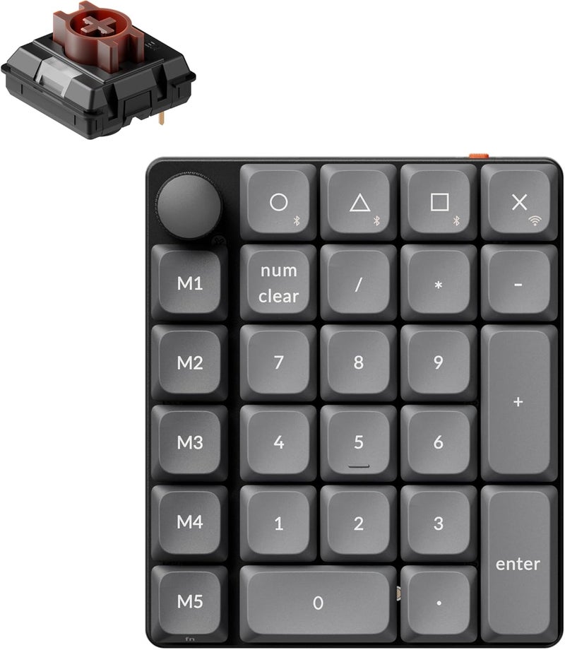 Keychron K0 Max Wireless Low-Profile Number Pad, QMK/VIA Programmable, Hot-Swappable Brown Switch, RGB Backlit, 2.4GHz & Bluetooth 5.3, 1000Hz Polling Rate, with Knob, for Windows/Mac - Image 1